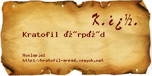 Kratofil Árpád névjegykártya