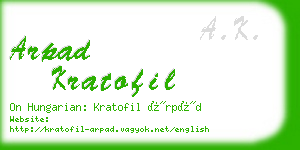 arpad kratofil business card